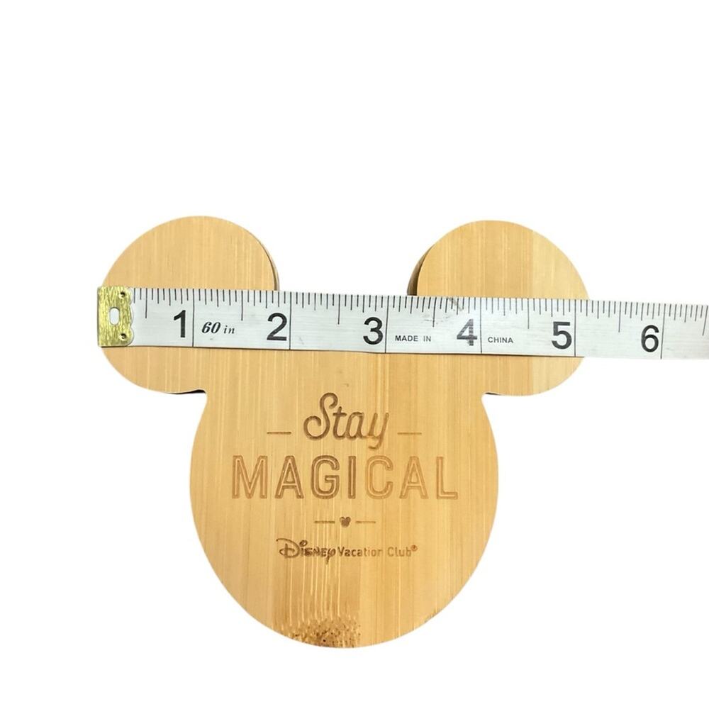 Disney Bamboo Mickey Mouse Coasters Natural Set of 4 NEW - Picture 12 of 12
